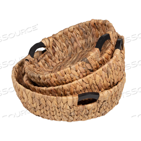 3-PIECE ROUND NATURAL WATER HYACINTH BASKET 