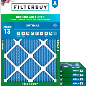 PLEATED HVAC FURNACE AIR FILTER, MERV 13, 19X21.5X1, PACKAGE OF 5 by Filterbuy, Inc.