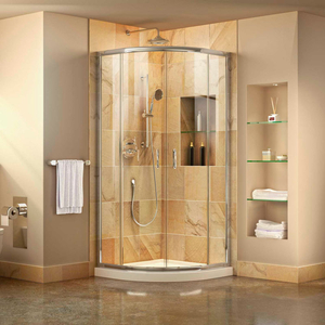 PRIME SLIDING SHOWER ENCLOSURE & SLIMLINE 33" X 33" QUARTER ROUND SHOWER BASE by Dreamline