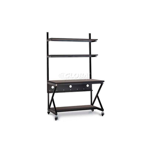 48" PERFORMANCE 100 SERIES LAN STATION WITH HALF BOTTOM SHELF, AFRICAN MAHOGANY by Kendall Howard LLC