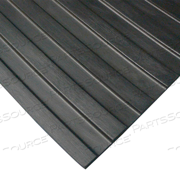 WIDE RIB CORRUGATED RUBBER RUNNER 1/8" THICK 3' X 8' BLACK 