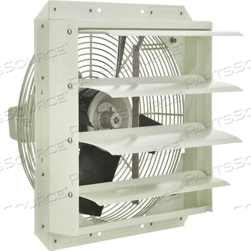 16" CORROSION RESISTANT EXHAUST FAN WITH SHUTTER - DIRECT DRIVE - 1/6 HP - 1296 CFM - 115V 