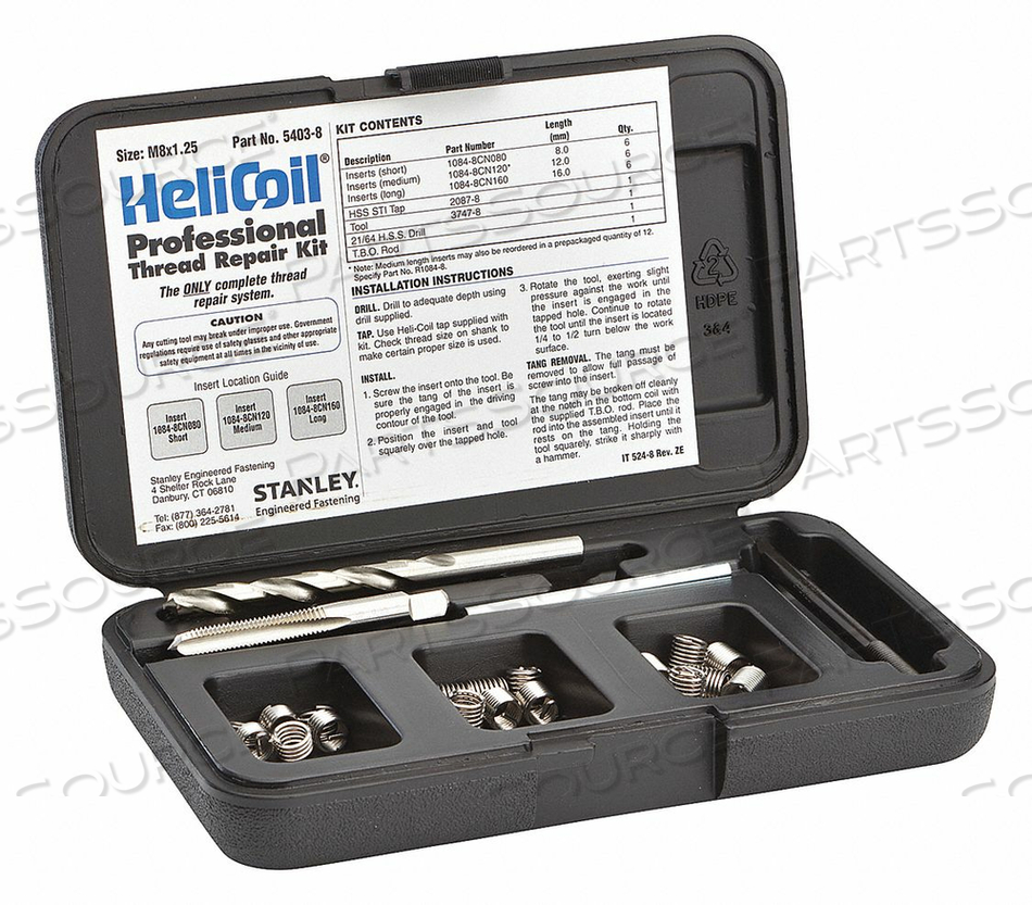 THREAD REPAIR KIT 304 SS M8X1.25 18 PCS by Heli-Coil THREAD REPAIR KIT 304 SS M8X1.25 18 PCS by Heli-Coil