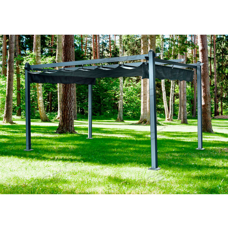 HANOVER ALUMINUM PERGOLA, 115"L X 154"W X 89-11/16"H, DARK GRAY 