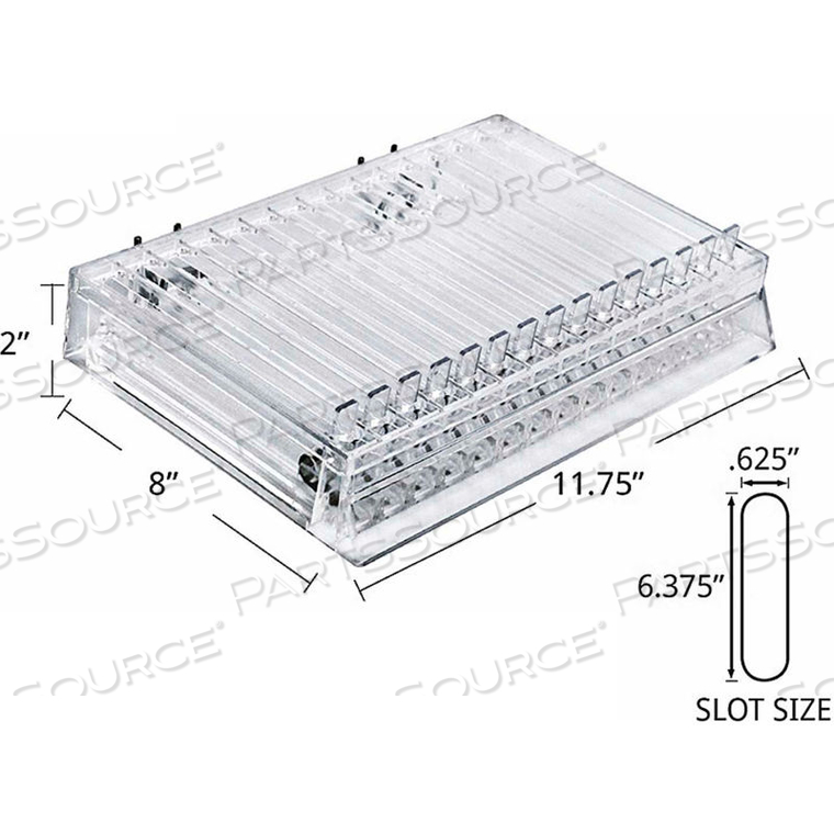 15 COMPARTMENT TRAY W/PUSHERS & TRACKS, 11.75"W X 2"H X 8"D, CLR - PKG QTY 2 by Azar International 15 COMPARTMENT TRAY W/PUSHERS & TRACKS, 11.75"W X 2"H X 8"D, CLR - PKG QTY 2 by Azar International