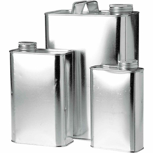 1 GAL. METAL OBLONG F-STYLE CAN WITH 1-3/4" DELTA CAP & INNERSEAL, WITH HANDLE, 6/CASE by Qorpak