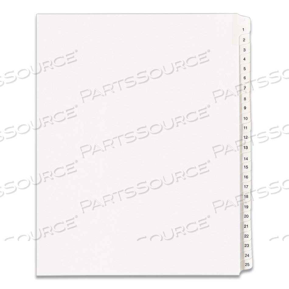 PREPRINTED LEGAL EXHIBIT SIDE TAB INDEX DIVIDERS, ALLSTATE STYLE, 25-TAB, 1 TO 25, 11 X 8.5, WHITE, 1 SET, (1701) by Avery