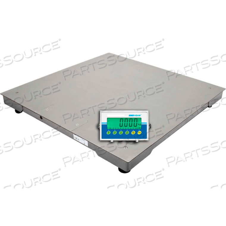 PT SERIES STAINLESS STEEL PLATFORM SCALE WITH LCD INDICATOR, 3'X3', 10,000 LB X 2 LB by Adam Equipment PT SERIES STAINLESS STEEL PLATFORM SCALE WITH LCD INDICATOR, 3'X3', 10,000 LB X 2 LB by Adam Equipment
