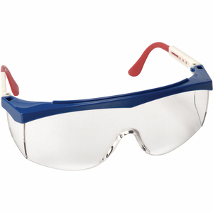 STRATOS SAFETY GLASSES, RED/WHITE/BLUE FRAME, CLEAR LENS by MCR Safety