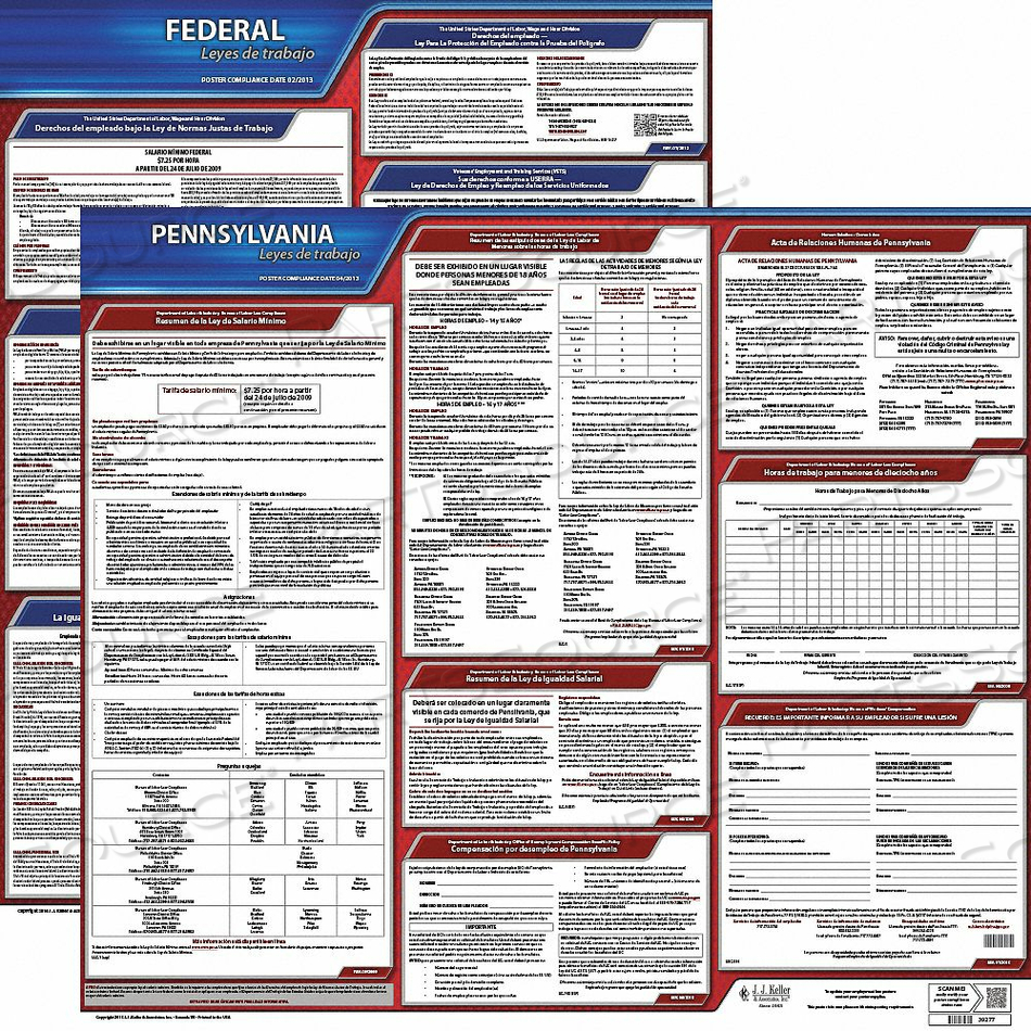LABOR LAW POSTER FED/STA PA SP 20INH 1YR by J.J. Keller & Associates