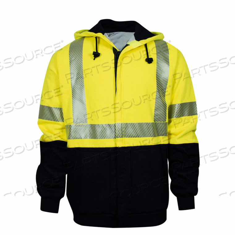 FR HYBRID LINED HI-VIS ZIP FRONT SWEATSHIRT, CLASS 3, TYPE R, M, YELLOW/NAVY 