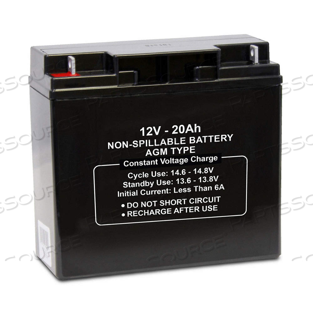 SEALED LEAD ACID BATTERY, 12V DC, 20 AH CAPACITY, 6.54 IN HT, 7.13 IN WD, 2.99 IN DP SEALED LEAD ACID BATTERY, 12V DC, 20 AH CAPACITY, 6.54 IN HT, 7.13 IN WD, 2.99 IN DP