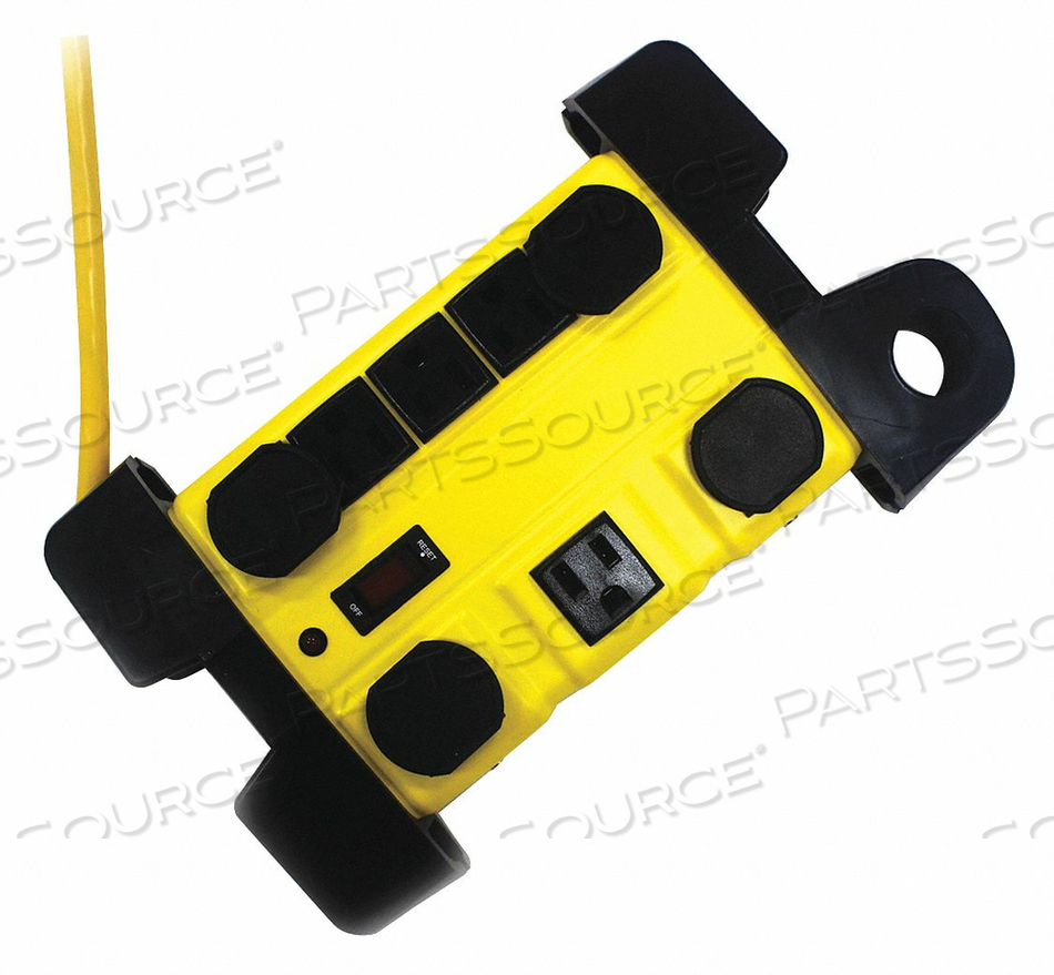 SURGE PROTECTOR OUTLET STRIP, 12 FT, 15 A, 125 VAC, 14 AWG, NEMA 5-15P TO NEMA 5-15R, YELLOW by Power First
