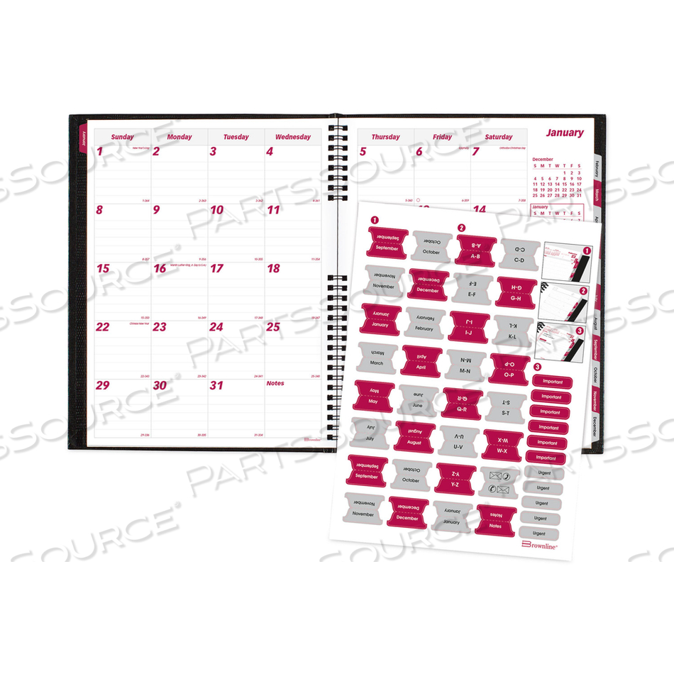 COILPRO 14-MONTH RULED MONTHLY PLANNER, 11 X 8.5, BLACK COVER, 14-MONTH (DEC TO JAN): 2022 TO 2024 