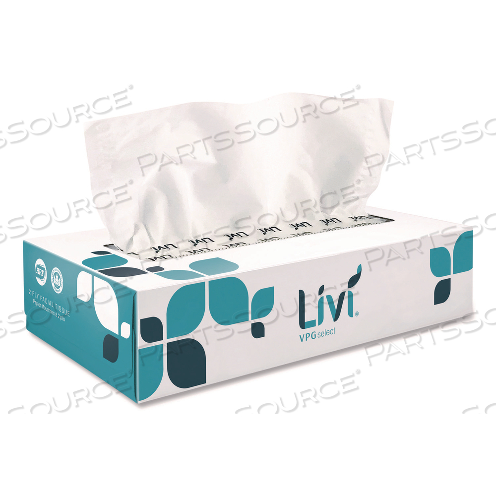 FLAT BOX FACIAL TISSUE, 2-PLY, WHITE/BOX by Livi
