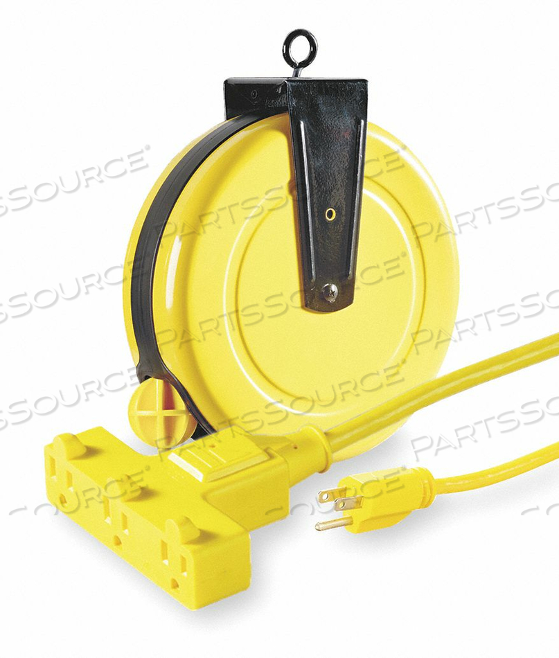 EXTENSION CORD REEL, WINDING METHOD SPRING RETRACTION, VOLTAGE 120V AC, RETRACTABLE CORD LENGTH 30 FT, REEL COLOR YELLOW, MAX. AMPS 13 A, WI by Lumapro Products EXTENSION CORD REEL, WINDING METHOD SPRING RETRACTION, VOLTAGE 120V AC, RETRACTABLE CORD LENGTH 30 FT, REEL COLOR YELLOW, MAX. AMPS 13 A, WI by Lumapro Products