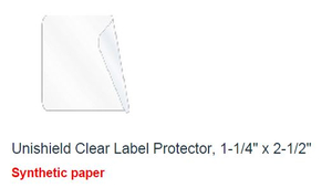Unishield Clear Label Protector 1-1/4 x 2-1/2