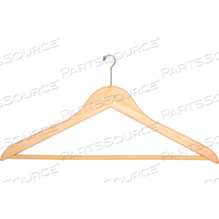 18" FLAT WOOD HANGER FOR MEN'S SUIT, MINI-HOOK, 100/CASE 