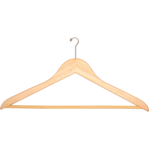 18" FLAT WOOD HANGER FOR MEN'S SUIT, MINI-HOOK, 100/CASE by Beverly Coat Hangers Co Inc