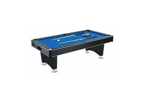 8 FT POOL TABLE WITH BLUE FELT, POOL CUES AND CHALK by Hathaway