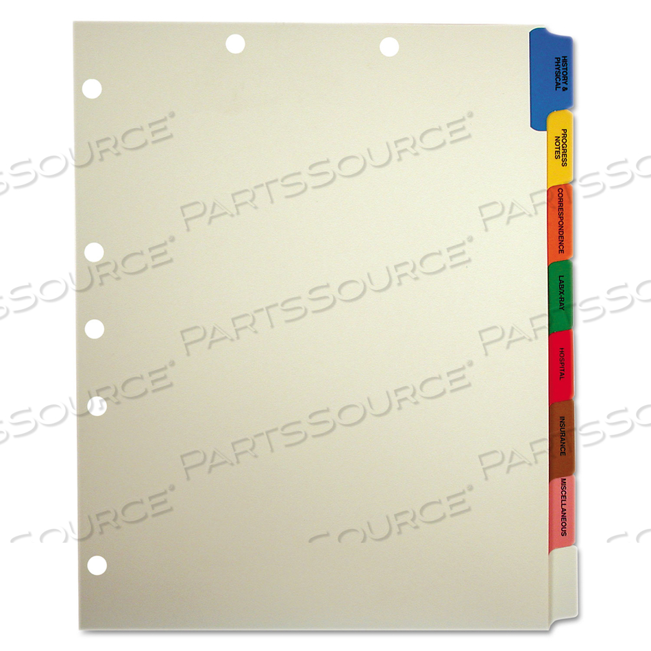SIDE TAB MEDICAL CHART DIVIDER SETS, 8-TAB, ASSORTED MEDICAL, 11 X 9, MANILA by Tabbies SIDE TAB MEDICAL CHART DIVIDER SETS, 8-TAB, ASSORTED MEDICAL, 11 X 9, MANILA by Tabbies