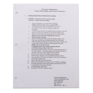 PM INSTRUCTION MANUAL FOR STEAM GENERATOR by STERIS Corporation PM INSTRUCTION MANUAL FOR STEAM GENERATOR by STERIS Corporation