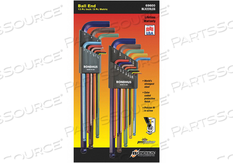 HEX KEY SET ARM 3.10 TO 7.80 L 22 PCS. by Bondhus HEX KEY SET ARM 3.10 TO 7.80 L 22 PCS. by Bondhus