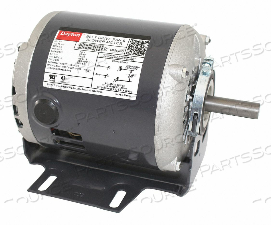 BELT DRIVE MOTOR, SINGLE PHASE, MOTOR DESIGN SPLIT-PHASE, 1/4 HP, NAMEPLATE RPM 1,725, NO. OF SPEEDS 1, VOLTAGE 115V AC, 5.3 A FULL LOAD AMP by DAYTON ELECTRIC MANUFACTURING CO