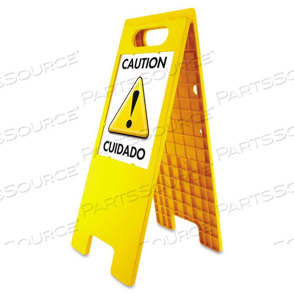 FLOOR TENT SIGN, DOUBLESIDED, PLASTIC, 10.5 X 25.5, YELLOW 