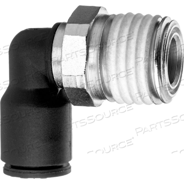 PUSH TO CONNECT TUBE FITTING - NYLON PLASTIC - 90 DEGREE ELBOW ADAPTER - 4MM TUBE OD X 1/8" NPT MALE by USA Sealing, Inc