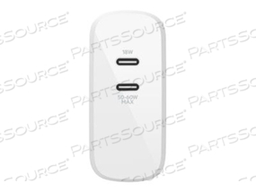 BOOST CHARGE DUAL GAN, WALL CHARGER, 68 WATT, FAST CHARGE, PD, 2 OUTPUT CONNECTORS (USB-C), WHITE by Belkin BOOST CHARGE DUAL GAN, WALL CHARGER, 68 WATT, FAST CHARGE, PD, 2 OUTPUT CONNECTORS (USB-C), WHITE by Belkin