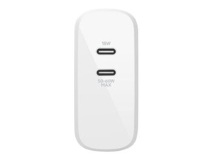 BOOST CHARGE DUAL GAN, WALL CHARGER, 68 WATT, FAST CHARGE, PD, 2 OUTPUT CONNECTORS (USB-C), WHITE by Belkin BOOST CHARGE DUAL GAN, WALL CHARGER, 68 WATT, FAST CHARGE, PD, 2 OUTPUT CONNECTORS (USB-C), WHITE by Belkin