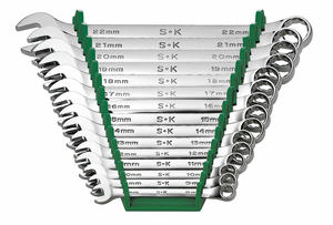 COMBO WRENCH SET FULL POLISH 8-22MM 15PC by SK Professional Tools