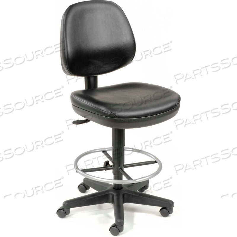 INTERION VINYL TASK STOOL - 360 FOOTREST - BLACK by Approved Vendor