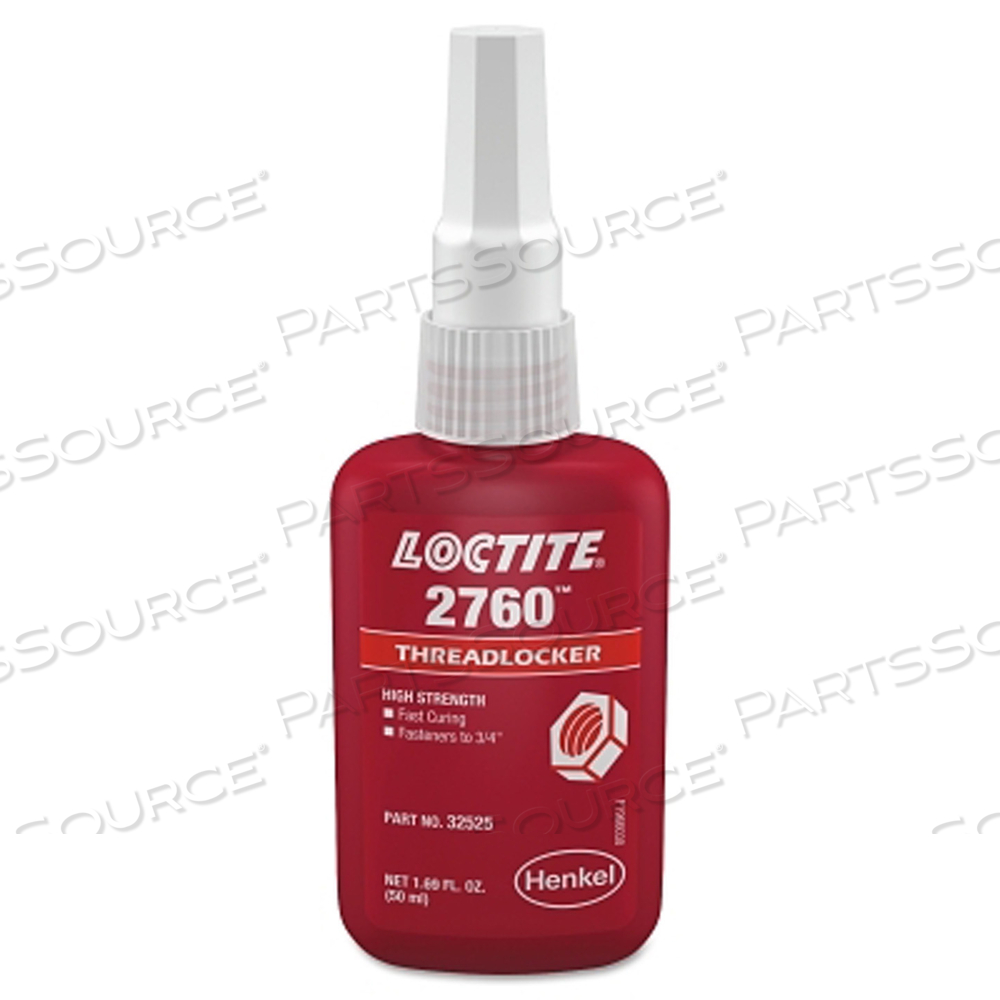 2760 THREADLOCKER, PRIMERLESS HIGH STRENGTH, 50 ML, UP TO 3/4 IN THREAD, RED by Loctite Brand 2760 THREADLOCKER, PRIMERLESS HIGH STRENGTH, 50 ML, UP TO 3/4 IN THREAD, RED by Loctite Brand