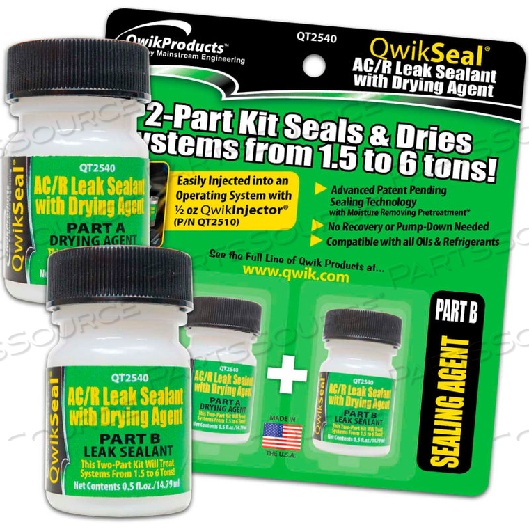 QWIKSEAL 2-PART HVAC/R LEAK SEALANT AND DRYING AGENT, QT2540 