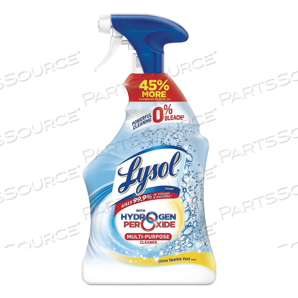 MULTI-PURPOSE HYDROGEN PEROXIDE CLEANER, CITRUS SPARKLE ZEST, 32 OZ TRIGGER SPRAY BOTTLE by Lysol MULTI-PURPOSE HYDROGEN PEROXIDE CLEANER, CITRUS SPARKLE ZEST, 32 OZ TRIGGER SPRAY BOTTLE by Lysol