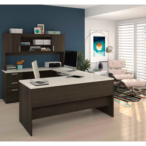 RIDGELY SERIES U-SHAPED DESK WITH DARK CHOCOLATE & WHITE CHOCOLATE FINISH by Bestar Technologies, Inc. RIDGELY SERIES U-SHAPED DESK WITH DARK CHOCOLATE & WHITE CHOCOLATE FINISH by Bestar Technologies, Inc.