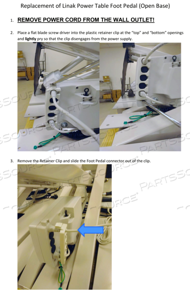 TABLE FOOT PEDAL, FOR 85200 POWER IMAGING TABLE by Clinton Electronics Corp