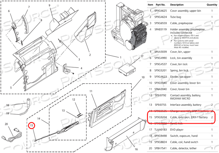 BATTERY EXTENSION CABLE FOR DRX-1 by Carestream Health, Inc.