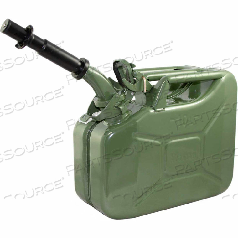 JERRY CAN W/SPOUT & SPOUT ADAPTER, GREEN, 10 LITER/2.64 GALLON CAPACITY - by Wavian USA JERRY CAN W/SPOUT & SPOUT ADAPTER, GREEN, 10 LITER/2.64 GALLON CAPACITY - by Wavian USA