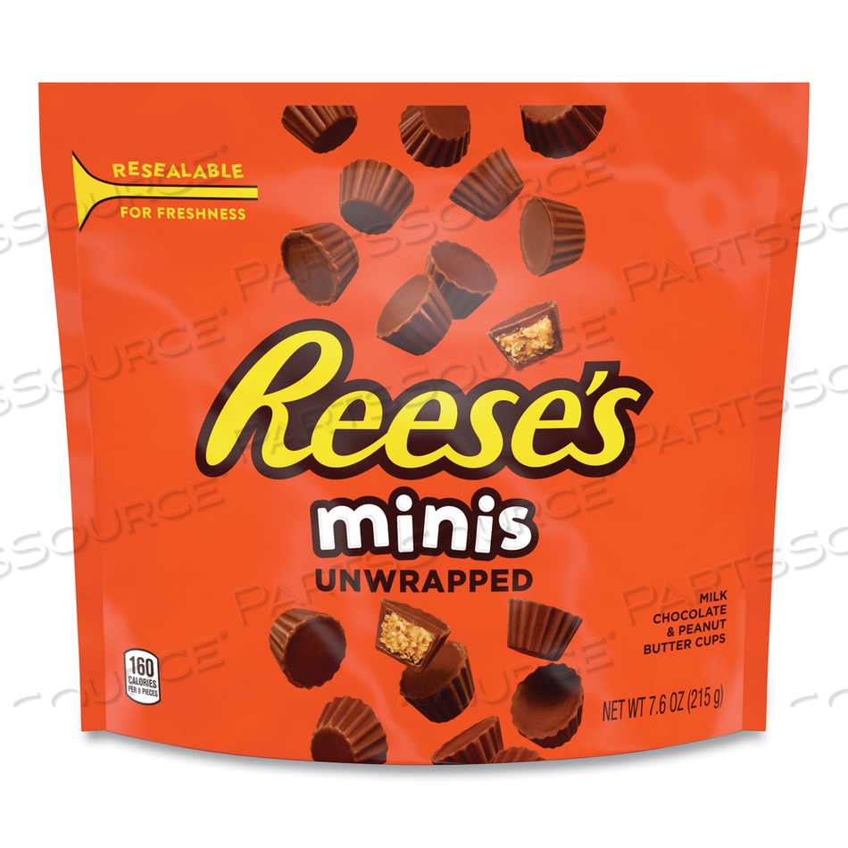 PEANUT BUTTER CUPS UNWRAPPED MINIATURES, RESEALABLE BAG, 7.6 OZ BAG, 4/PACK 