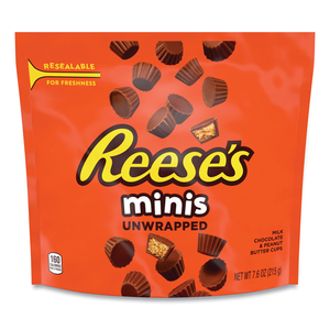 PEANUT BUTTER CUPS UNWRAPPED MINIATURES, RESEALABLE BAG, 7.6 OZ BAG, 4/PACK by Reese's