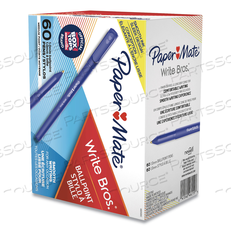 WRITE BROS. BALLPOINT PEN VALUE PACK, STICK, MEDIUM 1 MM, BLUE INK, BLUE BARREL by Paper Mate WRITE BROS. BALLPOINT PEN VALUE PACK, STICK, MEDIUM 1 MM, BLUE INK, BLUE BARREL by Paper Mate