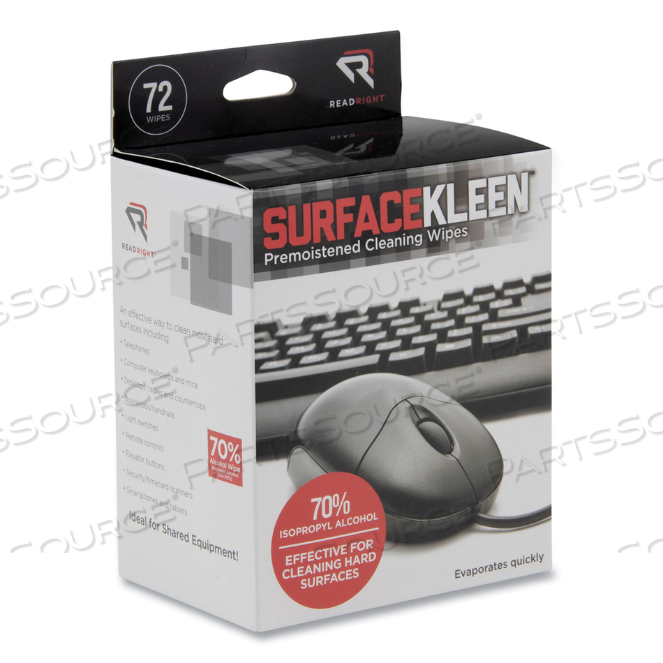 SURFACEKLEEN PREMOISTENED ALCOHOL CLEANING WIPES, 5 X 5, FOIL PACKET by Read Right