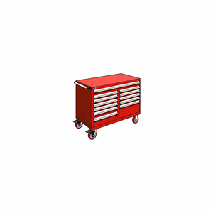 METAL 12 DRAWER MOBILE MULTI-DRAWER CABINET - 48"WX27"DX37-1/2"H RED by Rousseau Metal Inc.