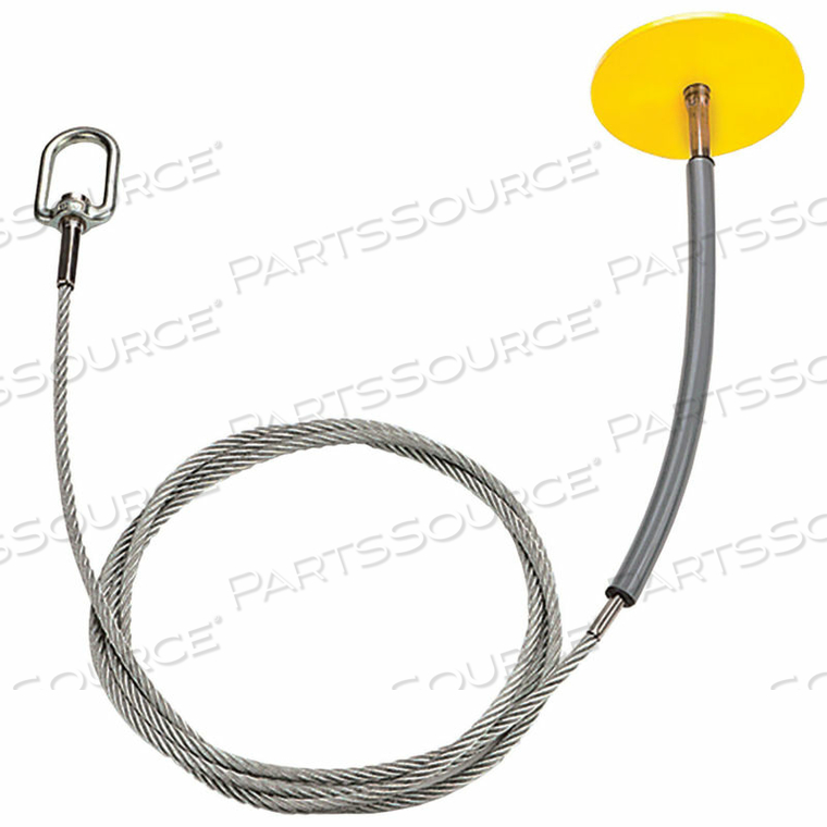 5K DROP THRU ANCHOR W/ SWIVEL D-RING, 6" ROUND PLATE, 8-1/2' CABLE, STEEL, 130-400LBS CAP. 