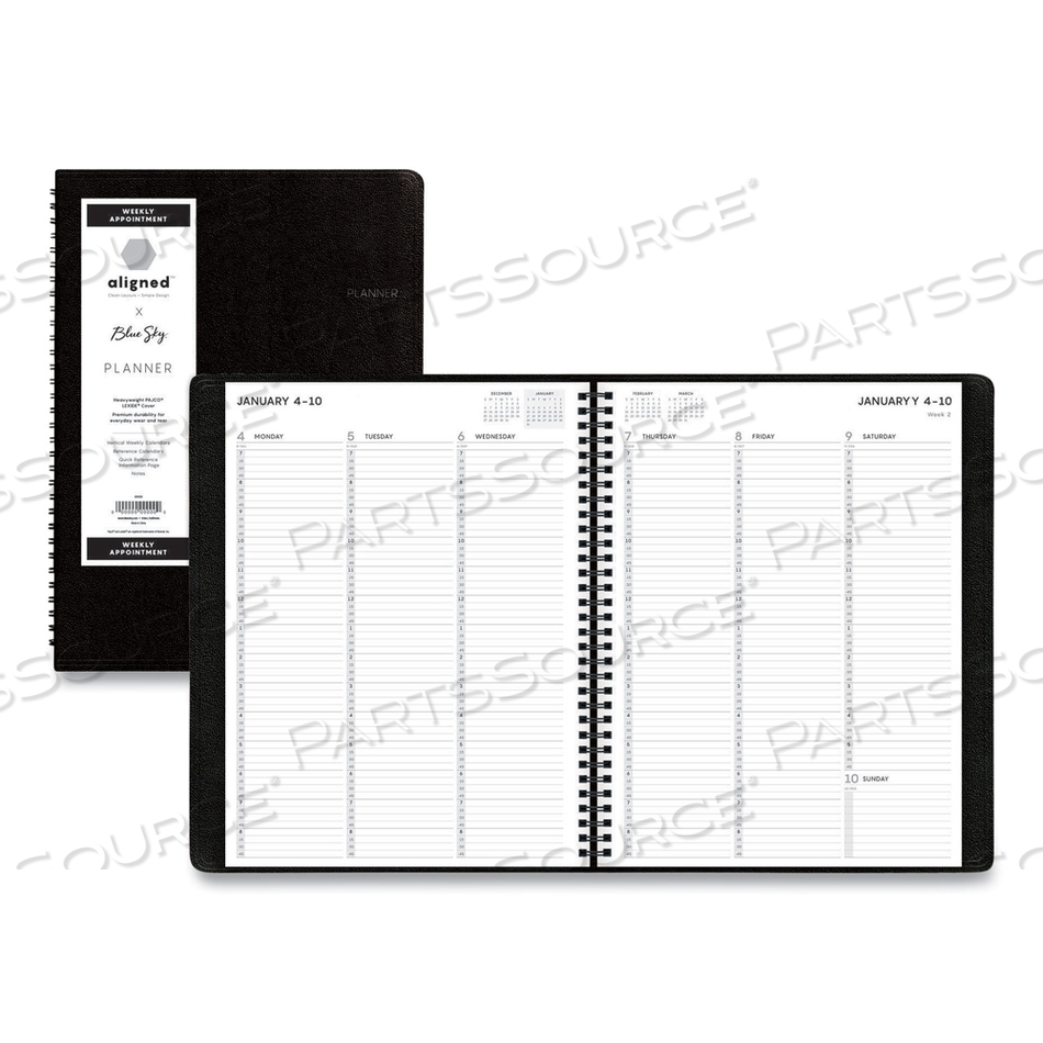 ALIGNED WEEKLY APPOINTMENT PLANNER, 11 X 8.25, BLACK COVER, 12-MONTH (JAN TO DEC): 2023 