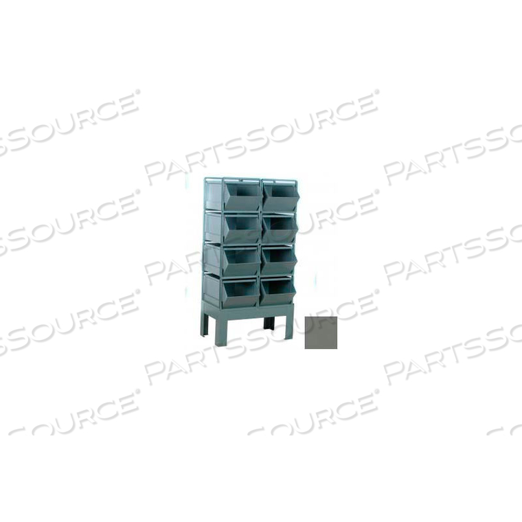 STEEL HOPPER BIN STACKRACK UNIT, 34-1/2"W X 24"D X 59"H, 8 STEEL BINS, GRAY by Stackbin Corporation