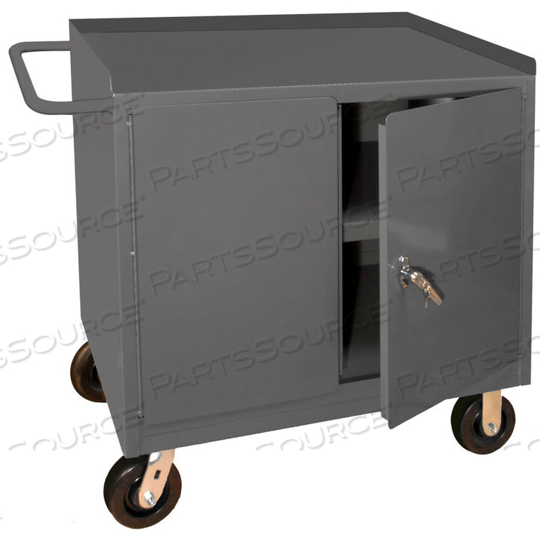 MOBILE BENCH CABINET WITH 1 SHELF 42-1/8"W X 24-1/4"D X 37-3/4"H - GRAY by Durham Manufacturing Company MOBILE BENCH CABINET WITH 1 SHELF 42-1/8"W X 24-1/4"D X 37-3/4"H - GRAY by Durham Manufacturing Company